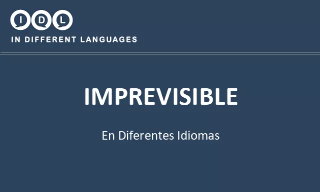 Imprevisible en diferentes idiomas - Imagen