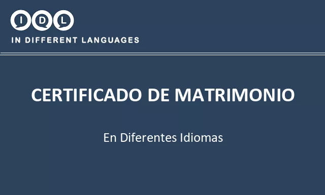 Certificado de matrimonio en diferentes idiomas - Imagen