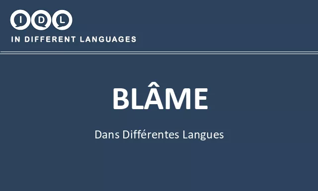 Blâme dans différentes langues - Image