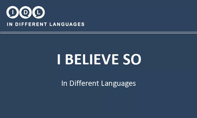 I believe so in Different Languages - Image
