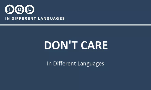 Don't care in Different Languages - Image