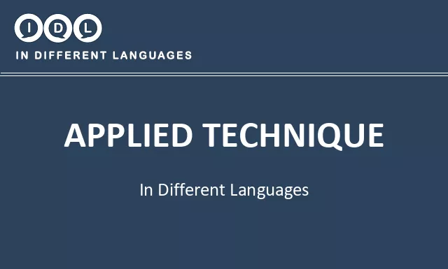 Applied technique in Different Languages - Image