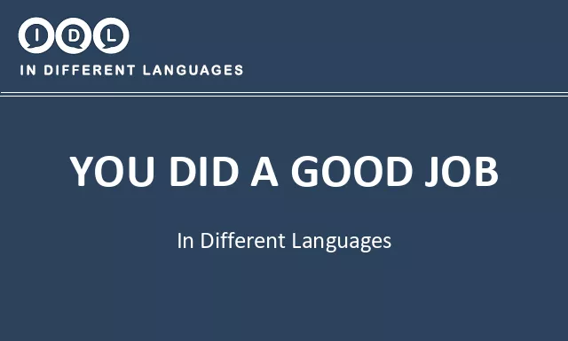 You did a good job in Different Languages - Image