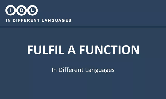 Fulfil a function in Different Languages - Image