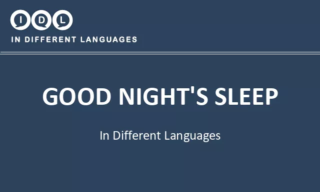 Good night's sleep in Different Languages - Image
