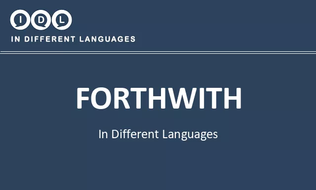 Forthwith in Different Languages - Image