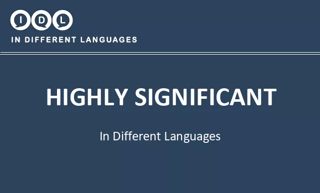 Highly significant in Different Languages - Image