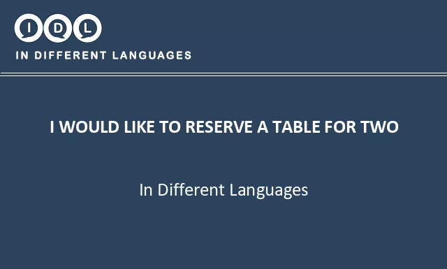 I would like to reserve a table for two in Different Languages - Image