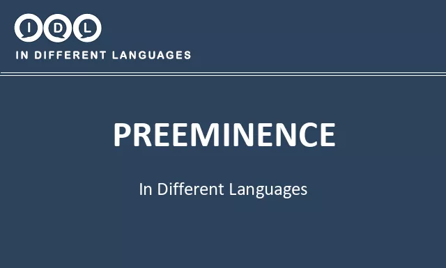Preeminence in Different Languages - Image