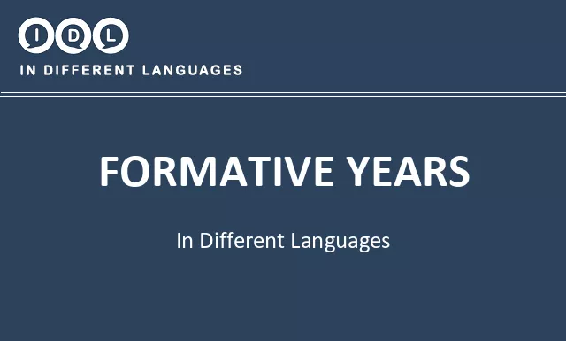 Formative years in Different Languages - Image