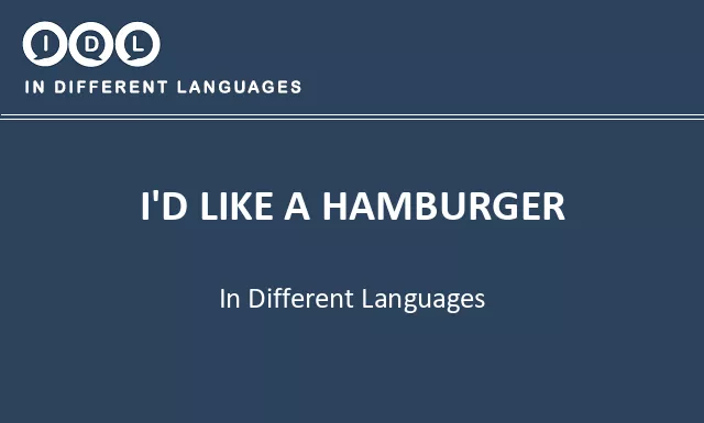 I'd like a hamburger in Different Languages - Image