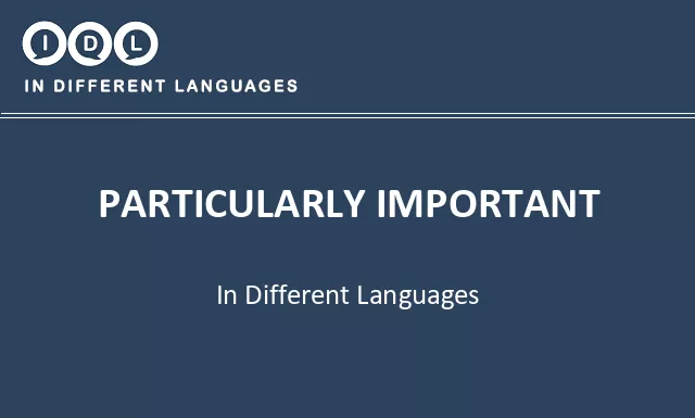 Particularly important in Different Languages - Image