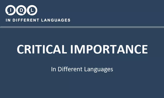 Critical importance in Different Languages - Image