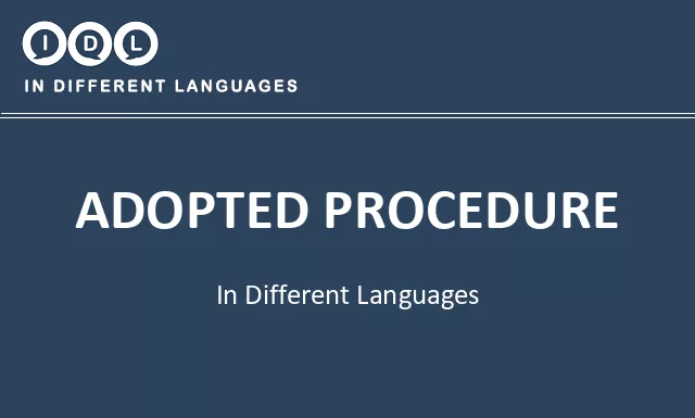 Adopted procedure in Different Languages - Image