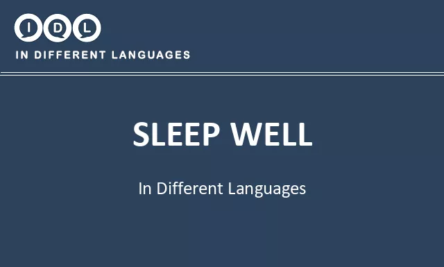 Sleep well in Different Languages - Image