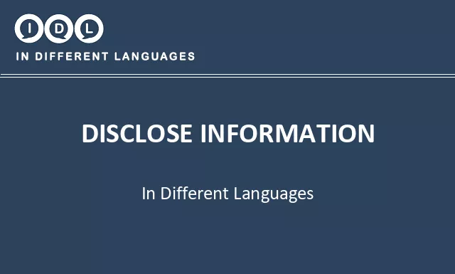 Disclose information in Different Languages - Image