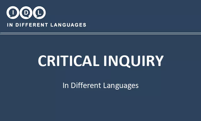 Critical inquiry in Different Languages - Image