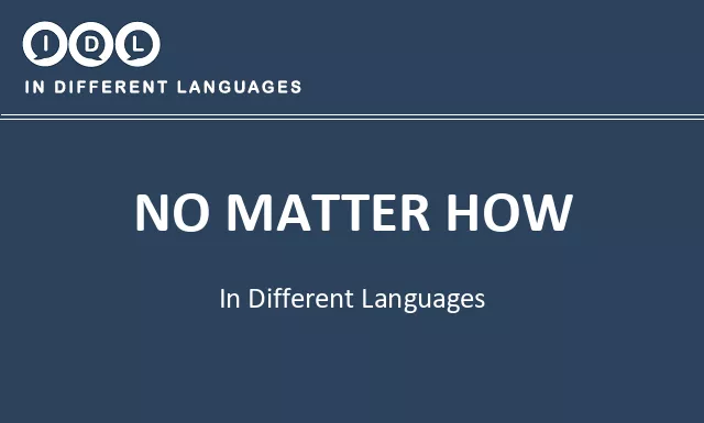 No matter how in Different Languages - Image