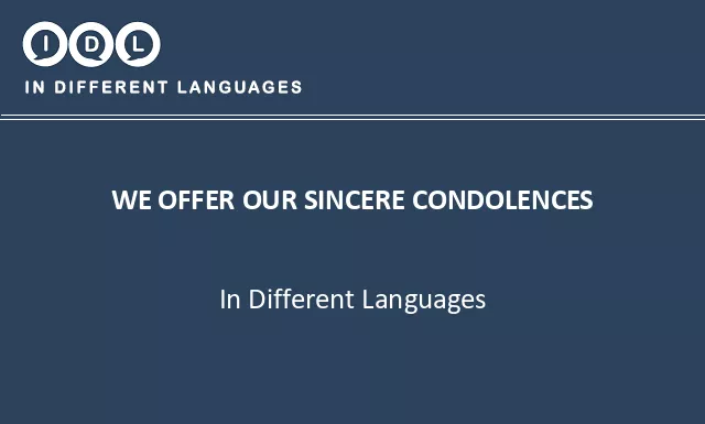 We offer our sincere condolences in Different Languages - Image