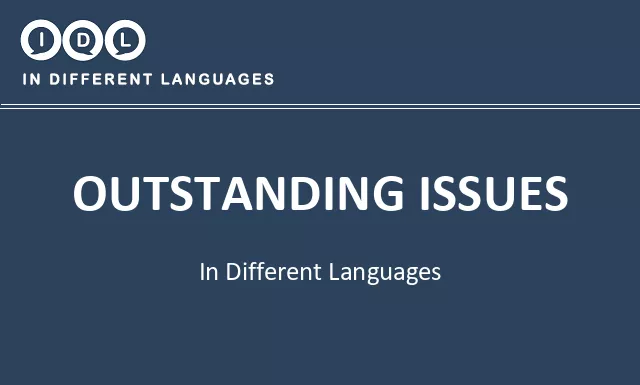 Outstanding issues in Different Languages - Image