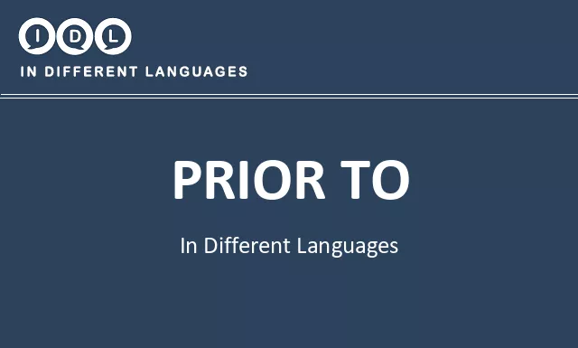 Prior to in Different Languages - Image