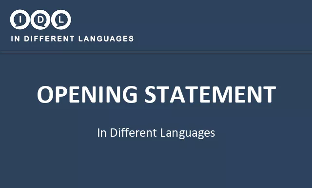 Opening statement in Different Languages - Image