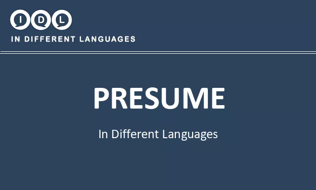 Presume in Different Languages - Image