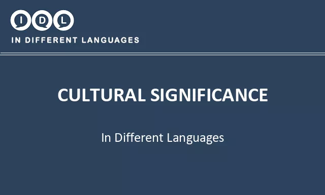 Cultural significance in Different Languages - Image