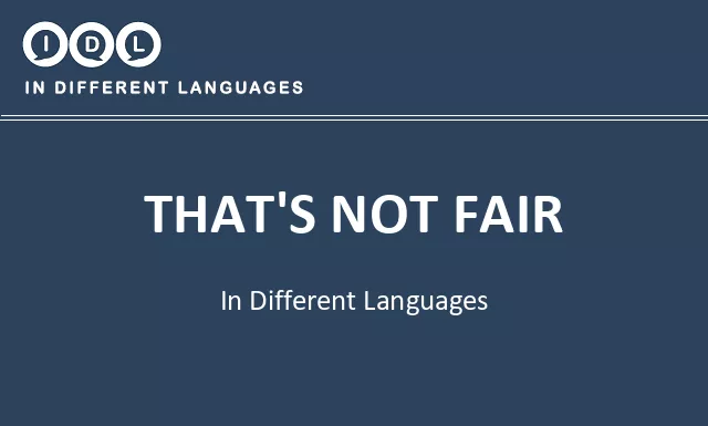 That's not fair in Different Languages - Image