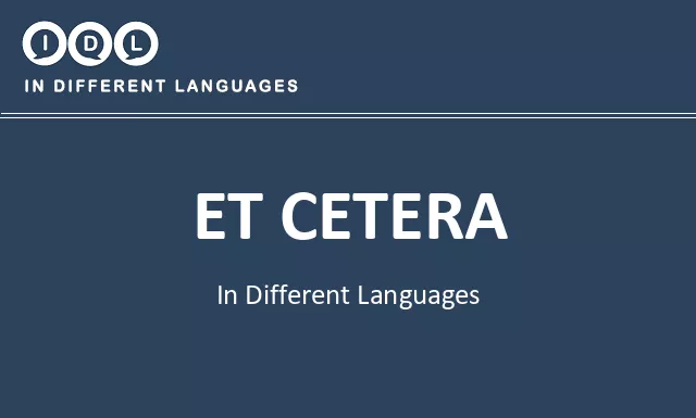 Et cetera in Different Languages - Image