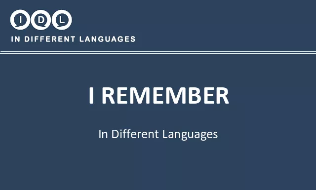 I remember in Different Languages - Image