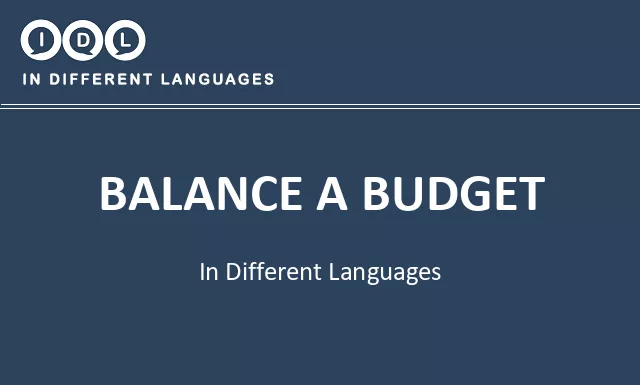Balance a budget in Different Languages - Image