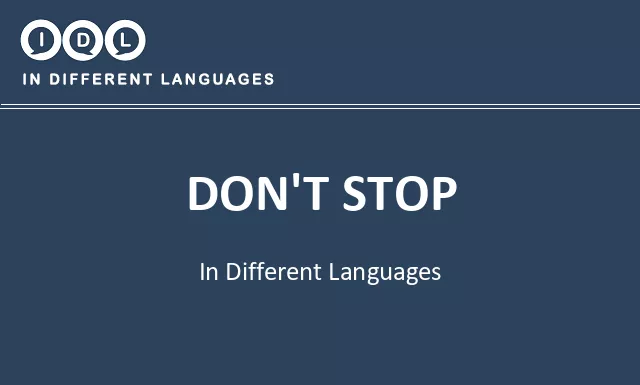 Don't stop in Different Languages - Image