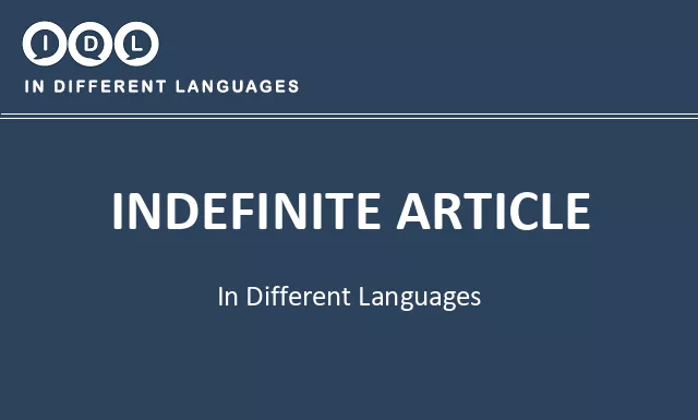 Indefinite article in Different Languages - Image