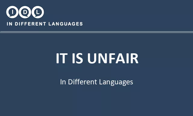It is unfair in Different Languages - Image