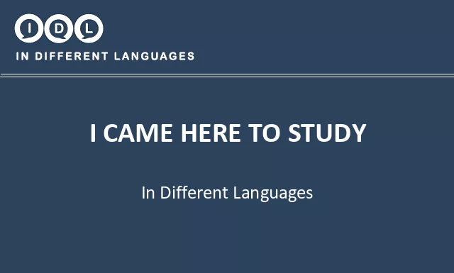 I came here to study in Different Languages - Image