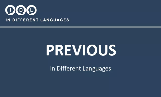 Previous in Different Languages - Image