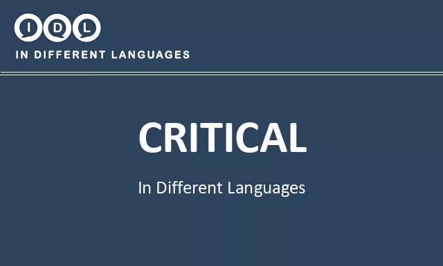 Critical in Different Languages - Image