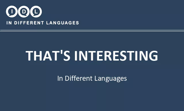 That's interesting in Different Languages - Image