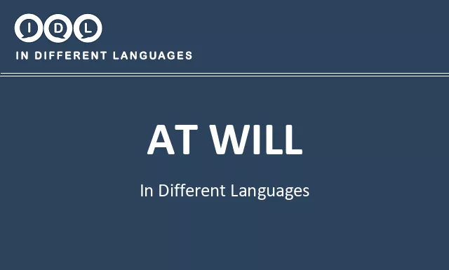 At will in Different Languages - Image