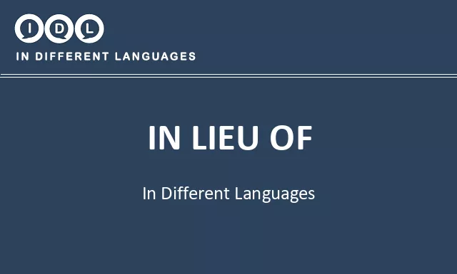 In lieu of in Different Languages - Image