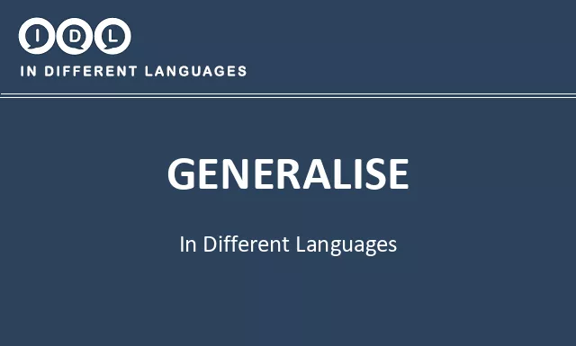 Generalise in Different Languages - Image