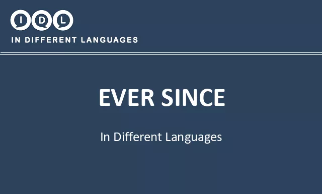 Ever since in Different Languages - Image
