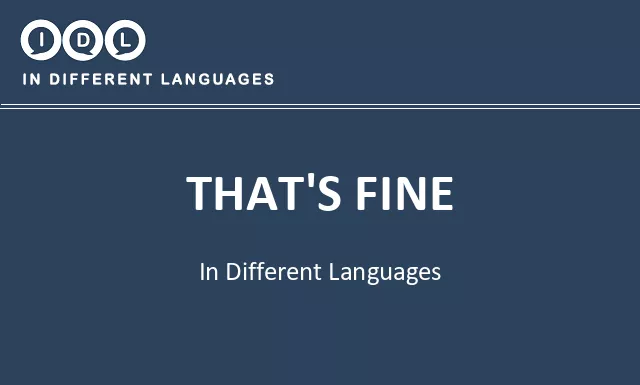 That's fine in Different Languages - Image