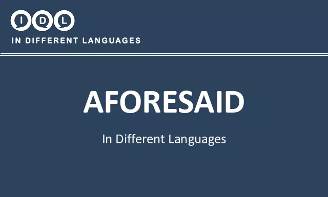 Aforesaid in Different Languages - Image