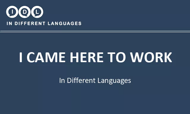 I came here to work in Different Languages - Image