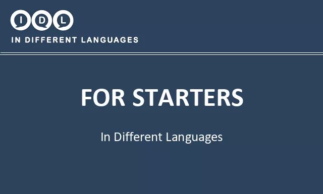 For starters in Different Languages - Image