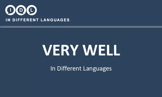 Very well in Different Languages - Image