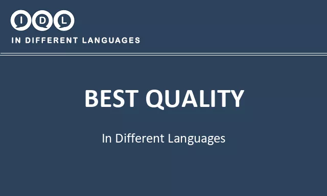 Best quality in Different Languages - Image