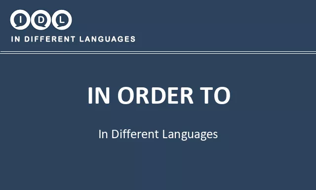 In order to in Different Languages - Image